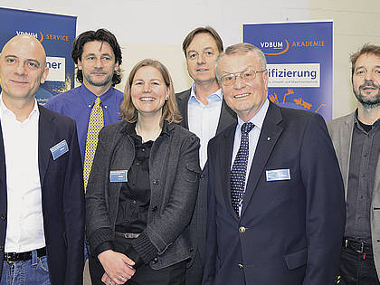 Sie informierten über das Energiesparprojekt der Firma Marx: Robert Marx, Frank Eichert und Melanie Lehner Hilmer, Thomas Reimer, Uwe Rädisch vom VDBUM und Ole Wolfframm, RKW.