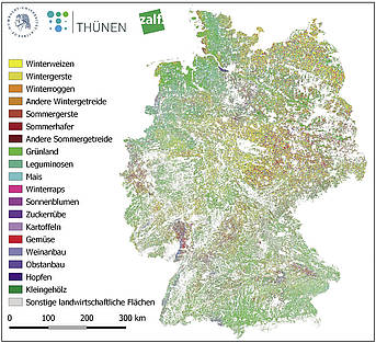 Karte der landwirtschaftlichen Nutzung in Deutschland.