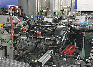 Erprobung alternativer Kraftstoffe, speziell auch Re-Fuels: Motorenprüfstand des Fachbereichs Informatik und Ingenieurwissenschaften der Frankfurt University of Applied Sciences (Frankfurt UAS).