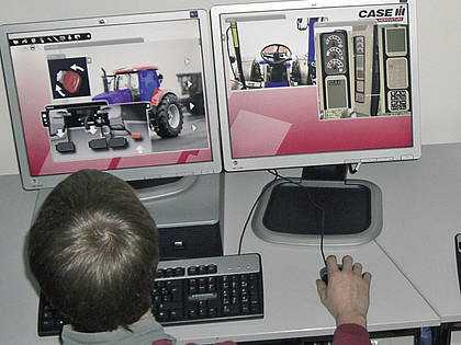 Jeder Teilnehmer hat an zwei Bildschirmen technische Probleme des Traktors zu lösen.
