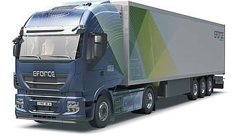 Das Basisfahrzeug des zu  hundert Prozent elektrisch angetriebenen Lkw stammt von Iveco.
