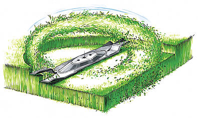 So funktioniert das Mulchmähen: Die kurz gehäckselten Rasenpartikel fallen zwischen Grasnarbe und Boden.