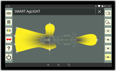 Exakte, speicherbare Lichtprofile, angepasst an Gerätekombinationen und Einsatzbedingungen werden in Smart AgLight über ISO-VT und mobile Endgeräte bedient.