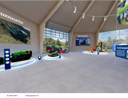 Der virtuelle Showroom von Vogt erwartet die Besucher mit einer interaktiven Vorstellung der Maschinen. 