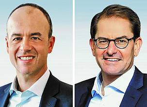 Thomas Donato (links) übernimmt im Bosch Rexroth Vorstand die Zuständigkeit für den Vertrieb und das Fabrikautomationsgeschäft von Dr. Marc Wucherer (rechts), der das Unternehmen auf eigenen Wunsch verlässt.
