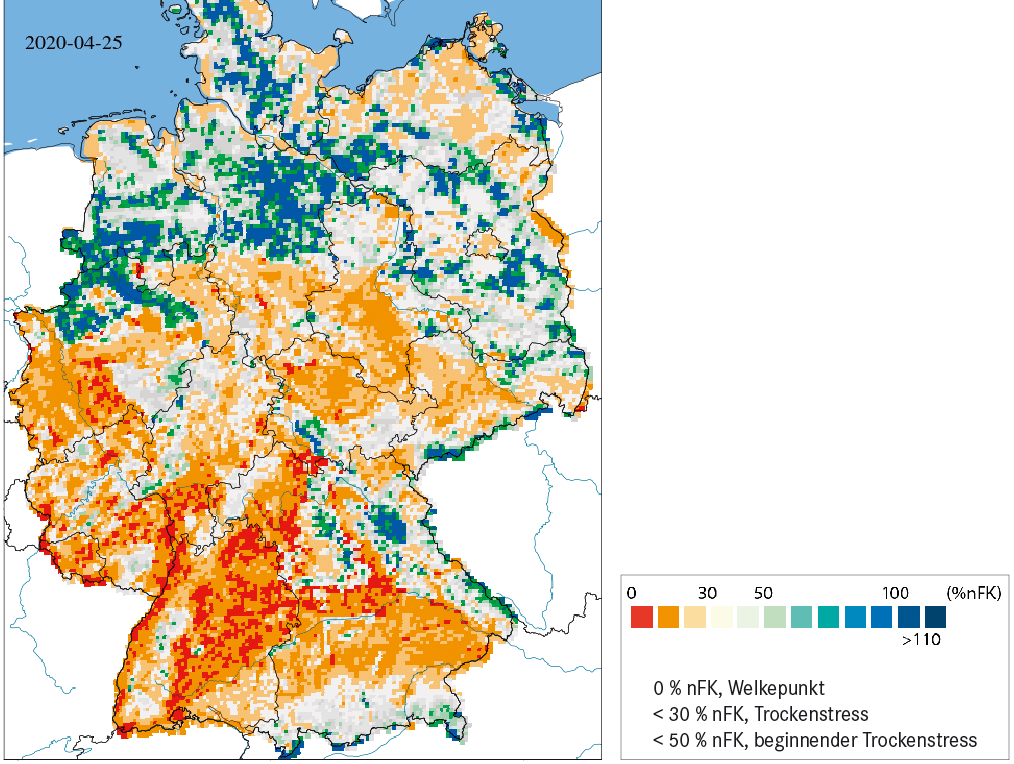 Deutscher Wetterdienst: Bodenfeuchte in einigen Gebieten „auffällig niedrig“